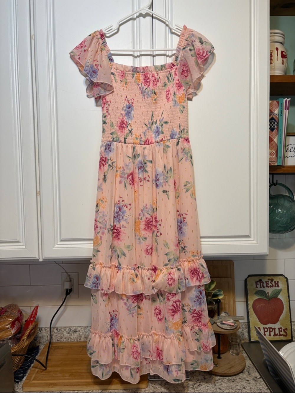 Rare Editions Pink Floral Ruffle Maxi Dress